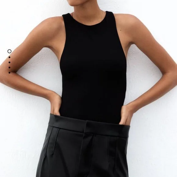 NWT Zara Halterneck Sleeveless Bodysuit - Black - Large - Picture 7 of 10